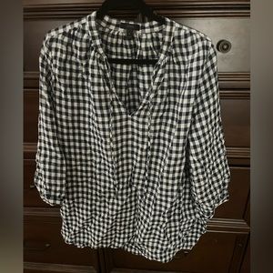 J. Crew gingham blue dress coverup linen Sz M